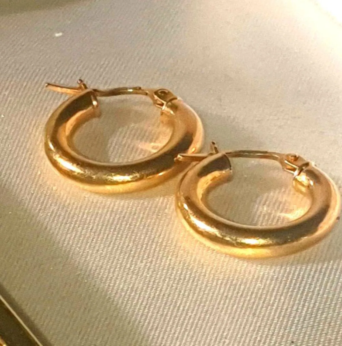 Vintage Hallmarked 9k Gold Chunky Hoop Earrings - Image 1