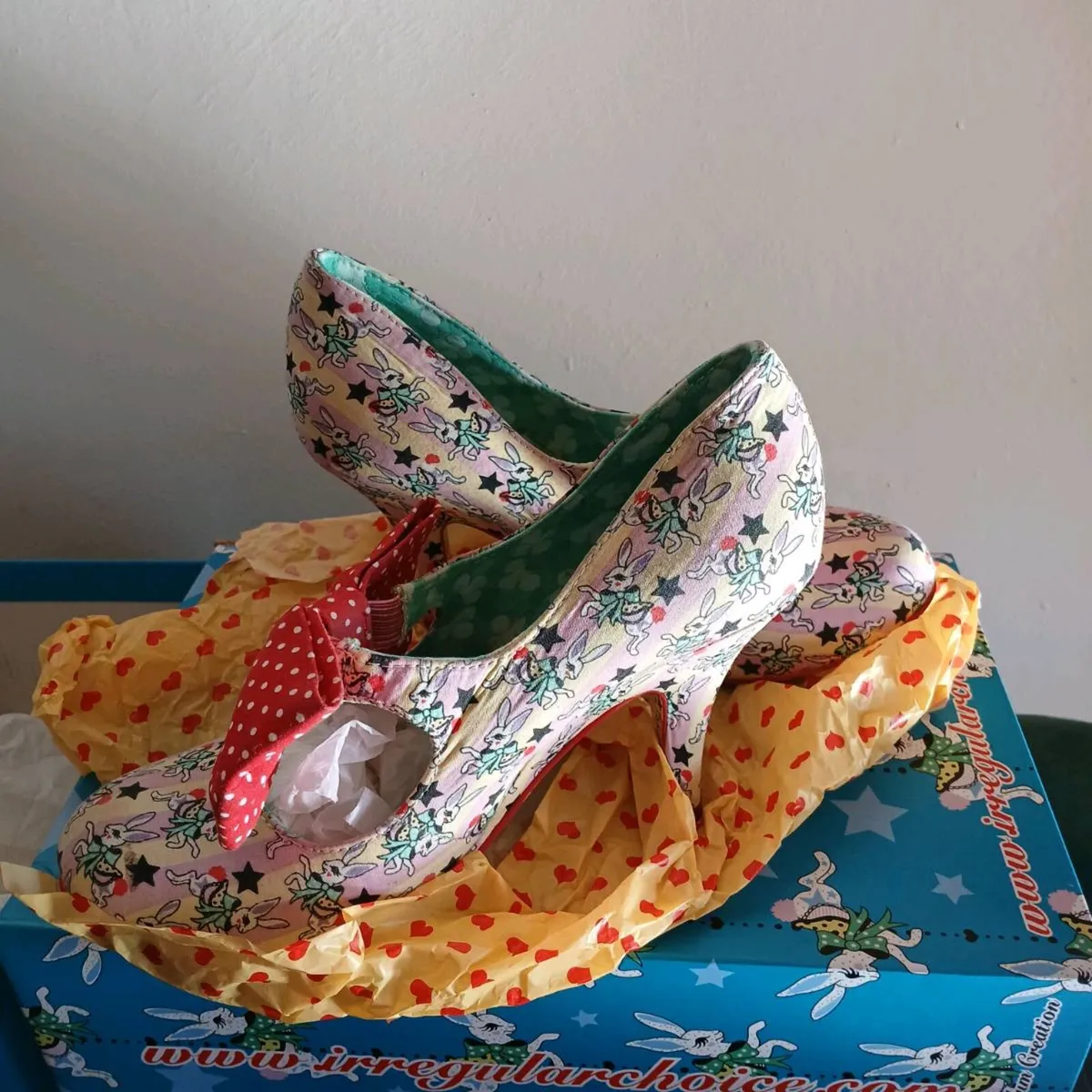 Irregular Choice Tea & Cakes Bunny Bow Shoes - Image 1