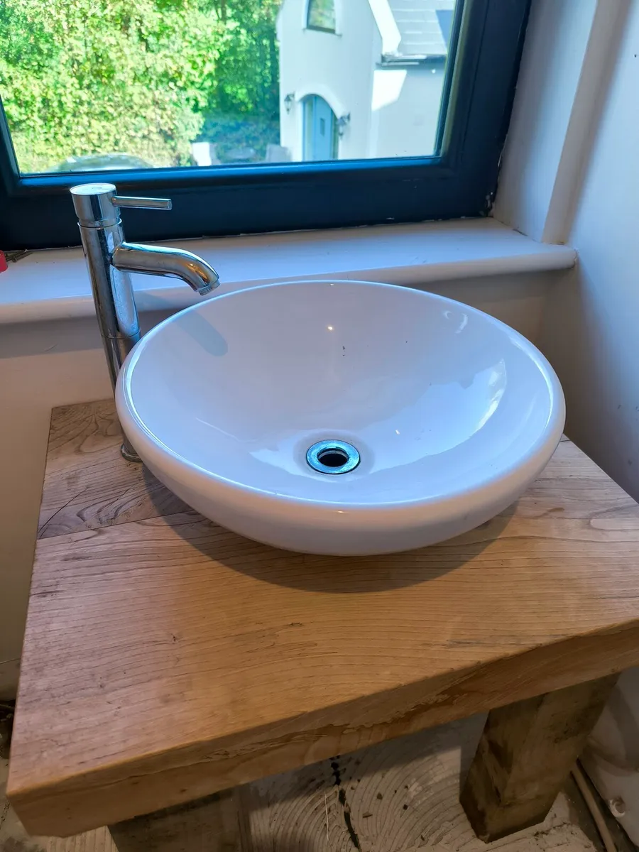 Sink with solid wood counter top
