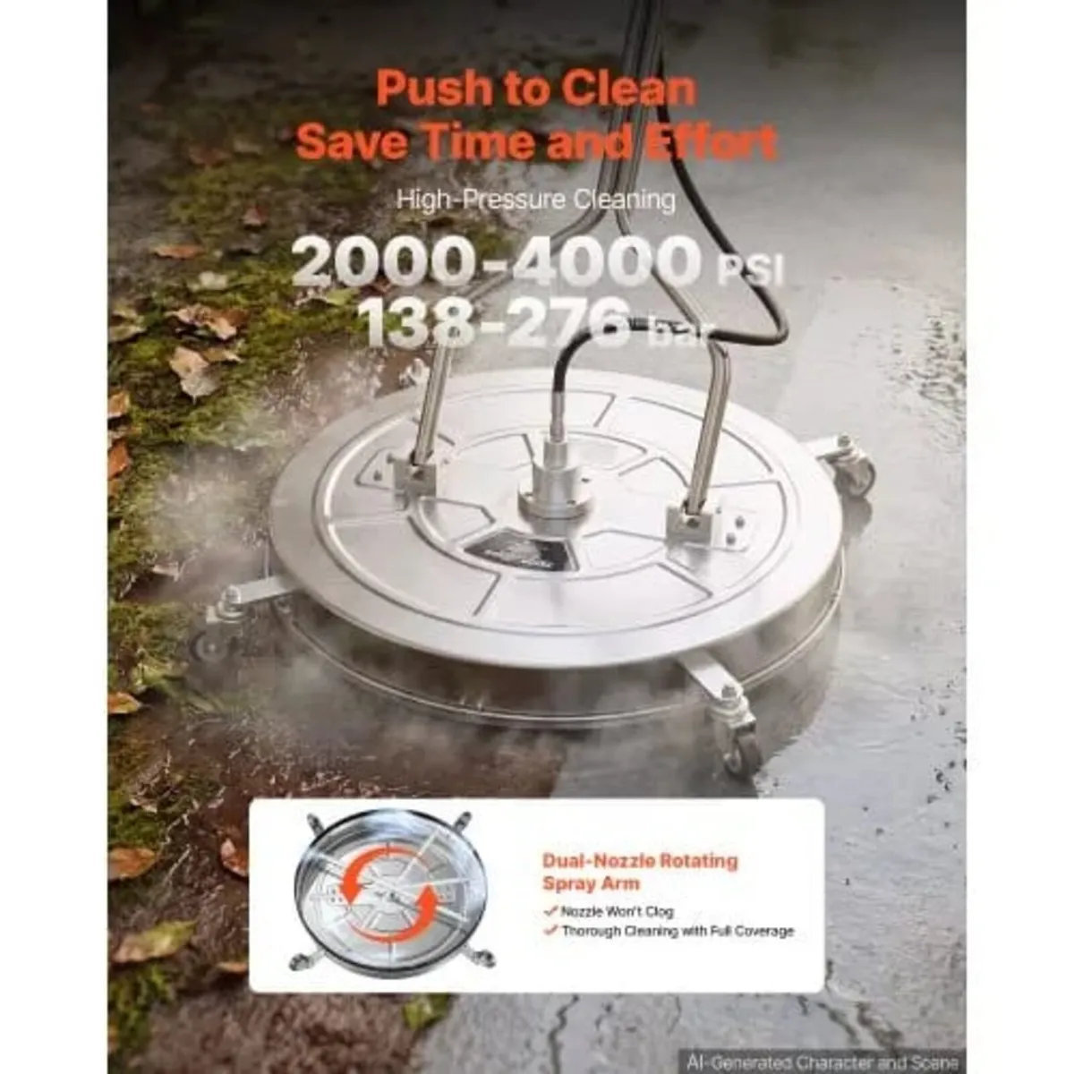 76.2 cm Pressure Washer Surface Cleaner with Wheel - Image 2