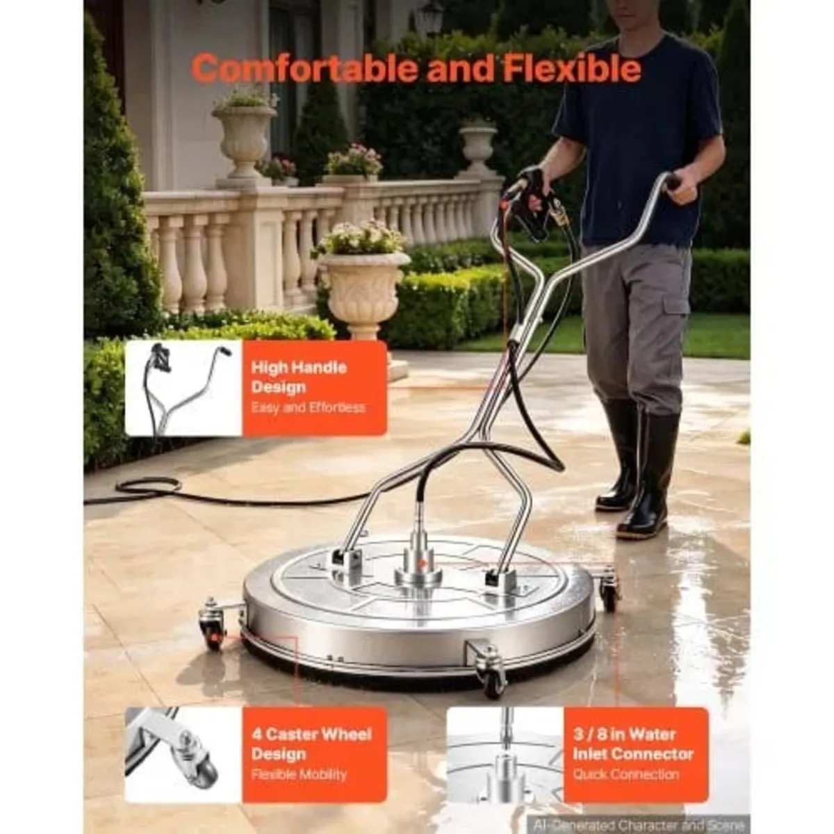 76.2 cm Pressure Washer Surface Cleaner with Wheel - Image 4