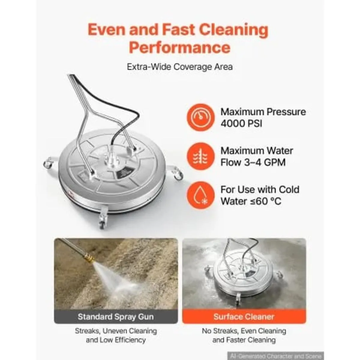 76.2 cm Pressure Washer Surface Cleaner with Wheel - Image 3