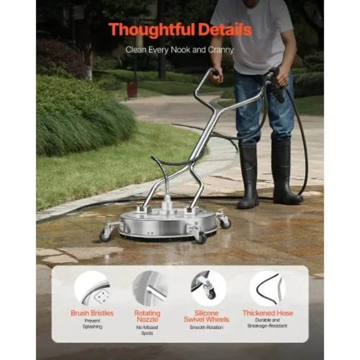 21" Pressure Washer Surface Cleaner, Stainless Ste - Image 2