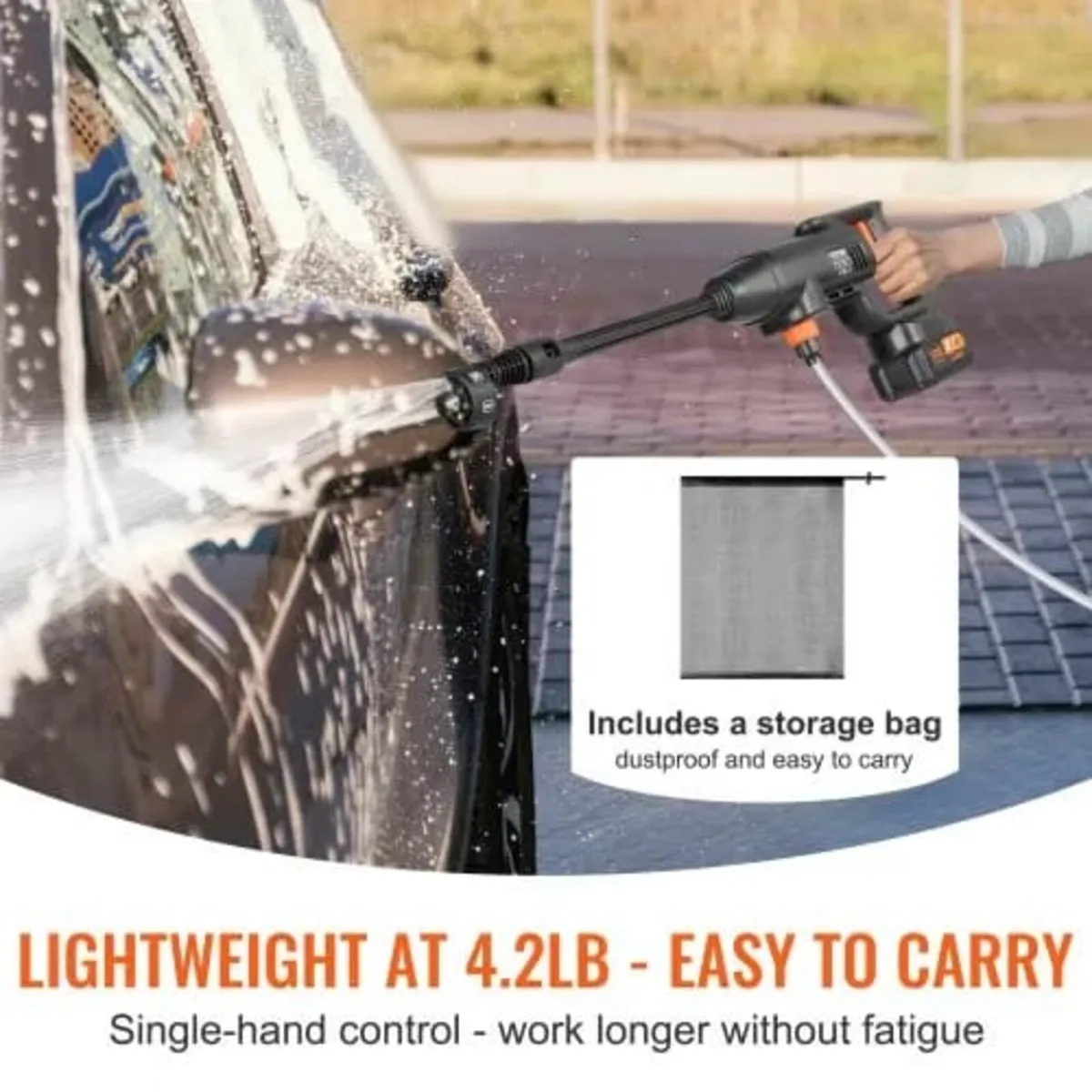 Cordless Pressure Washer, 580-PSI 1.1 GPM Portable - Image 3