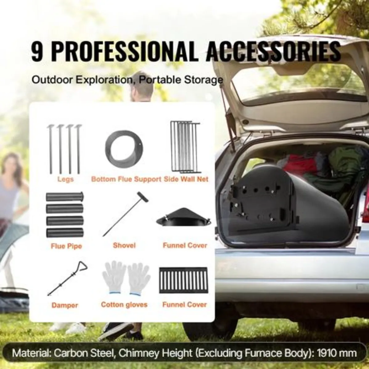 Wood Stove, 3 m, Alloy Steel Camping Tent Stove, - Image 4