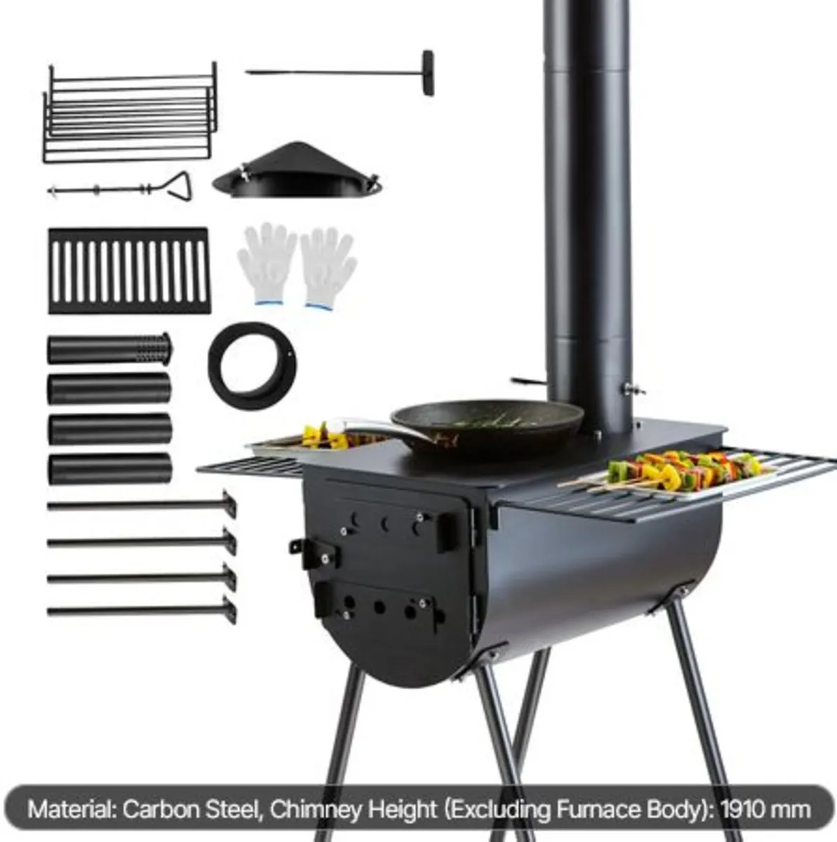 Wood Stove, 3 m, Alloy Steel Camping Tent Stove, - Image 1