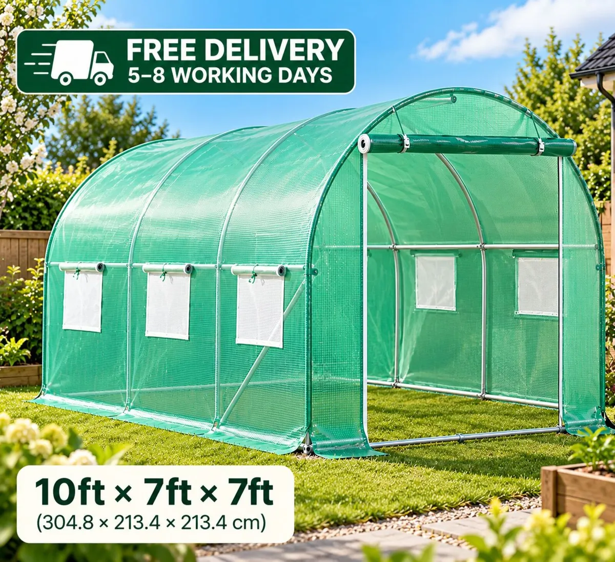 Walk-In Polytunnel Greenhouse 10ft × 7ft - Image 2