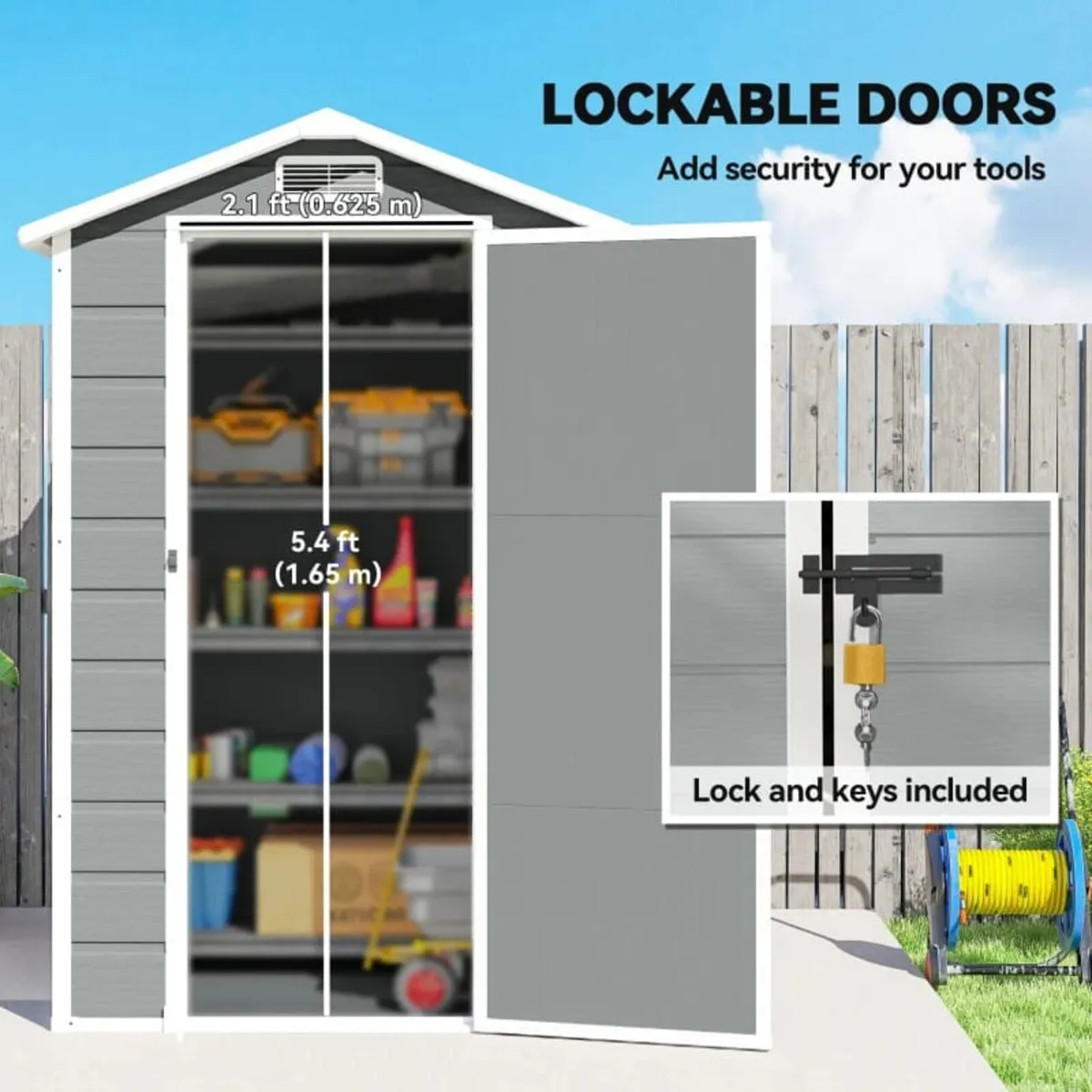 4 x 3 ft Plastic Garden Shed with Floor, Outdoor S - Image 3