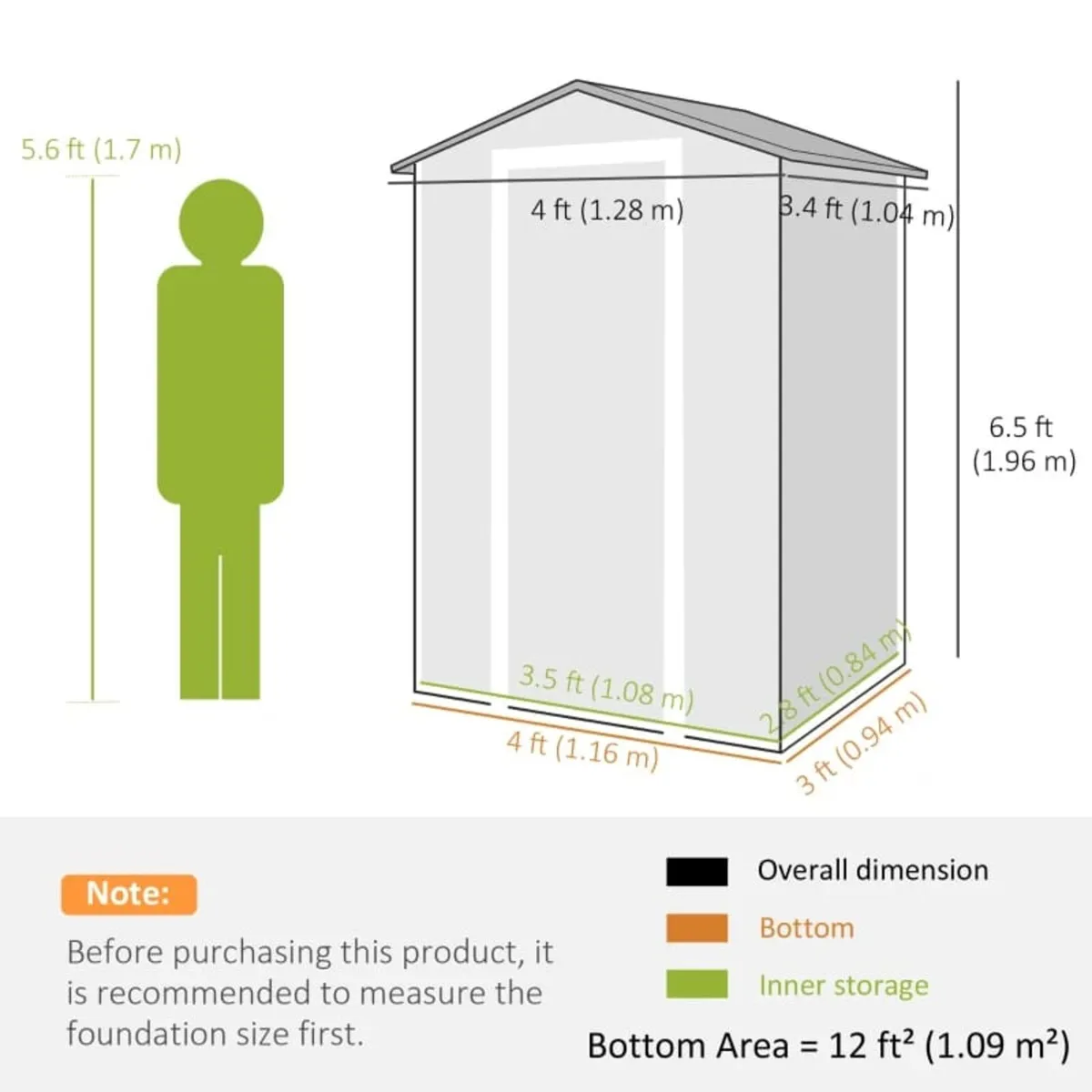 4 x 3 ft Plastic Garden Shed with Floor, Outdoor S - Image 2