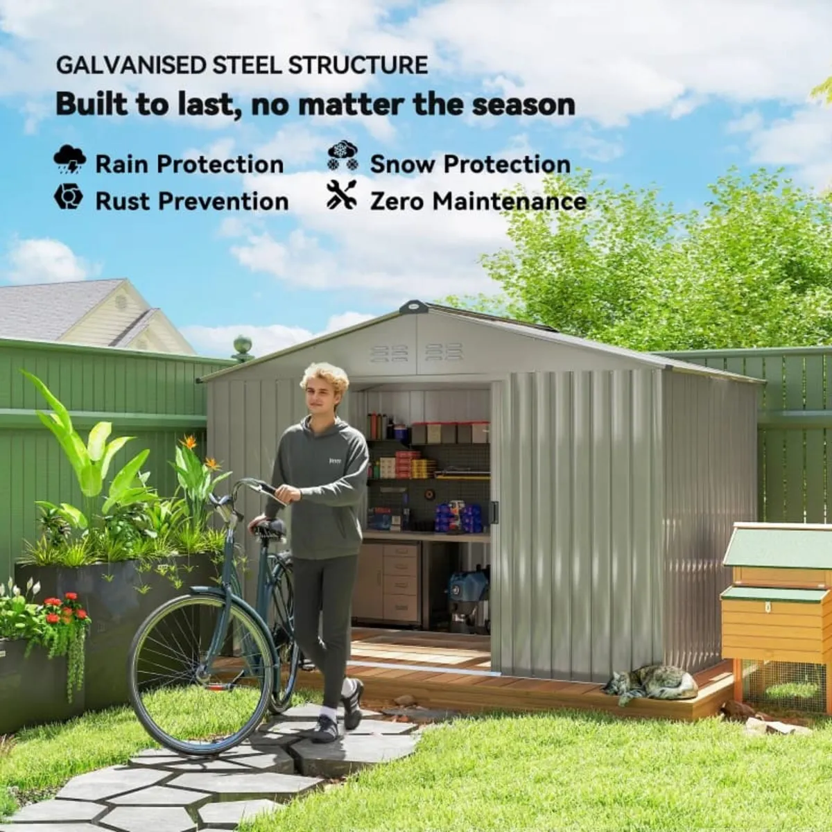 Garden Storage Shed, Metal Outdoor Storage Shed Ho - Image 2