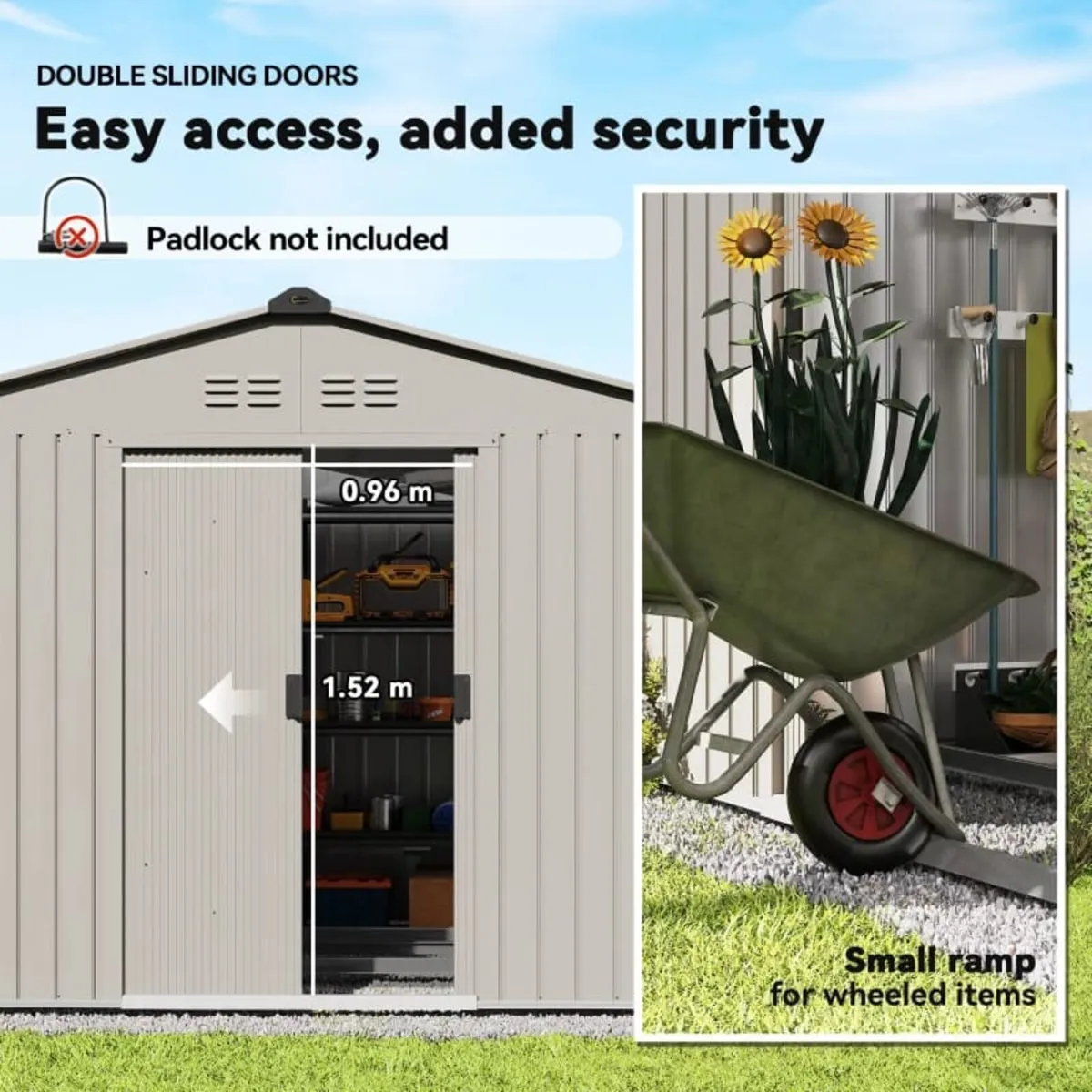 Garden Storage Shed, Metal Outdoor Storage Shed Ho - Image 4