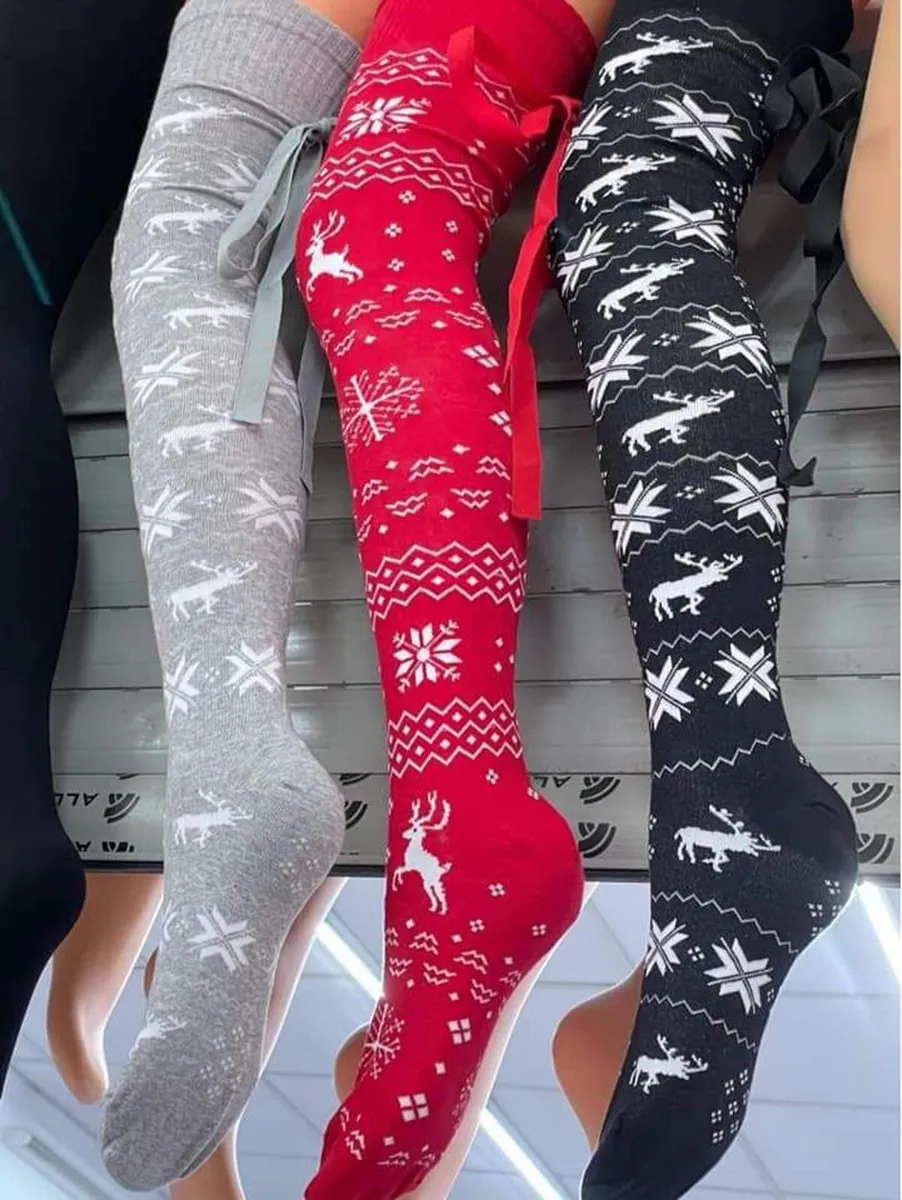 CHRISTMAS white Knee Highs socks - Image 2