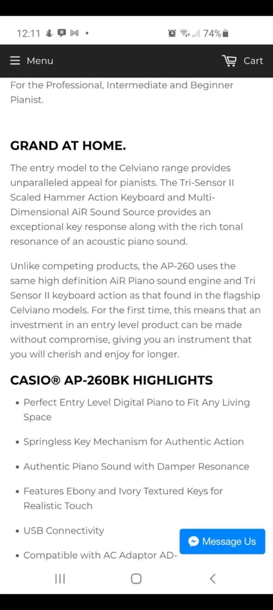 Casio celviano digital PIANO ap260 - Image 3