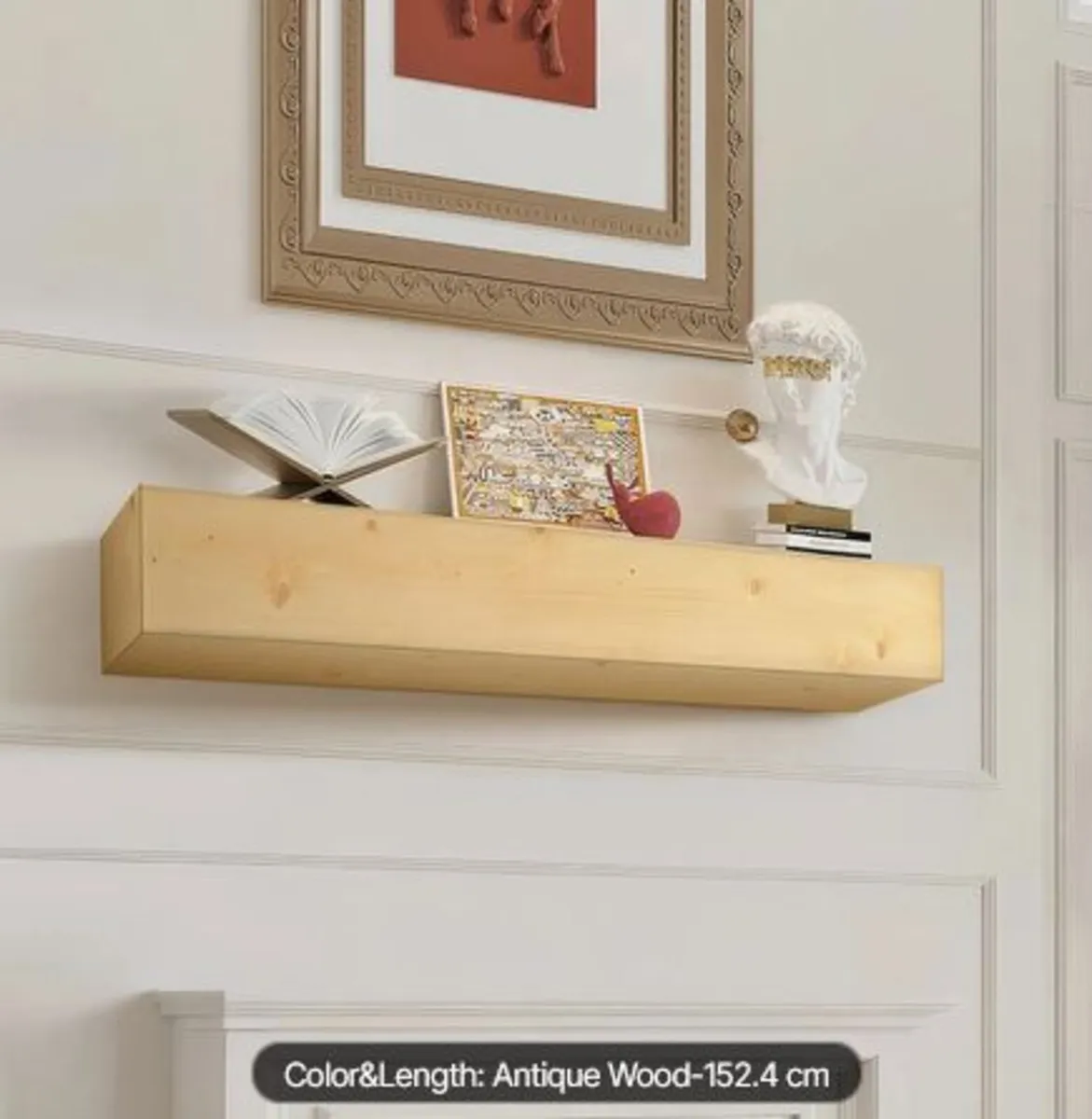Fireplace Mantel, 60" x 8" x 6", 50 lbs Weight - Image 1