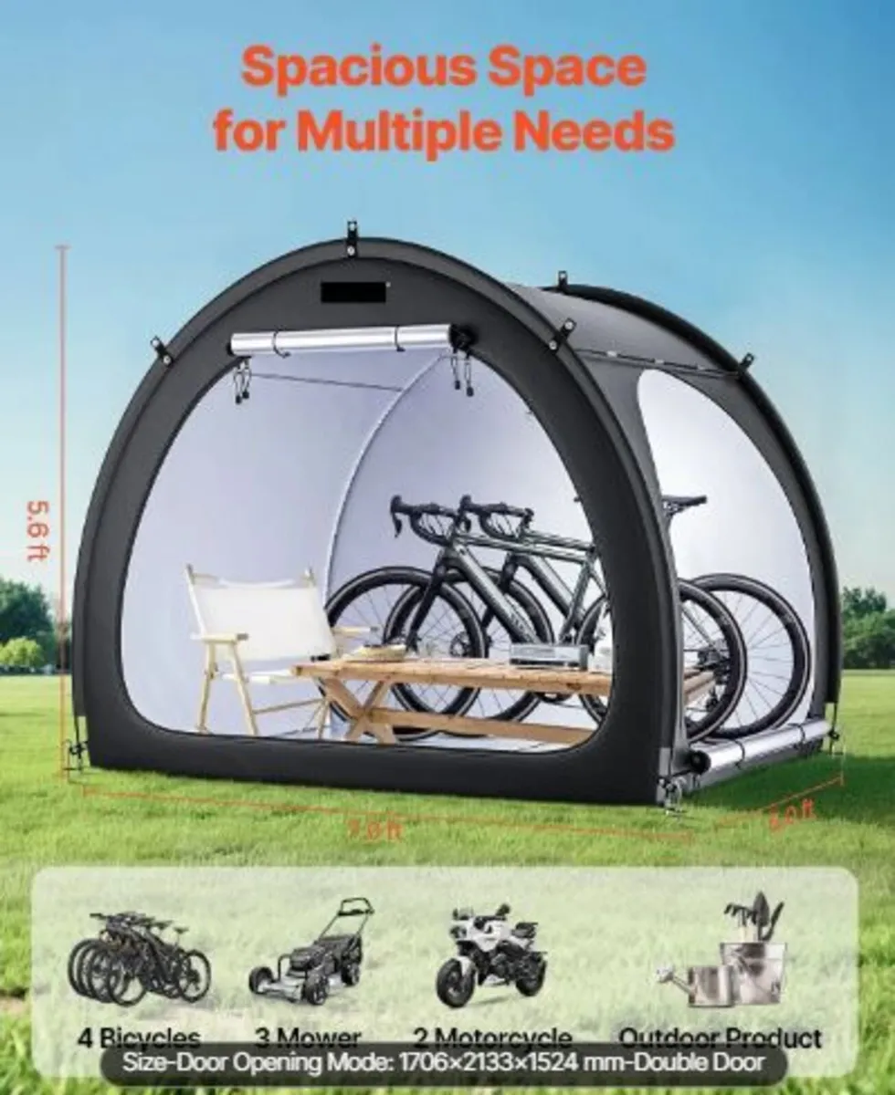Bike Storage Tent, 4 to 5 Bikes, Outdoor Spacious - Image 3