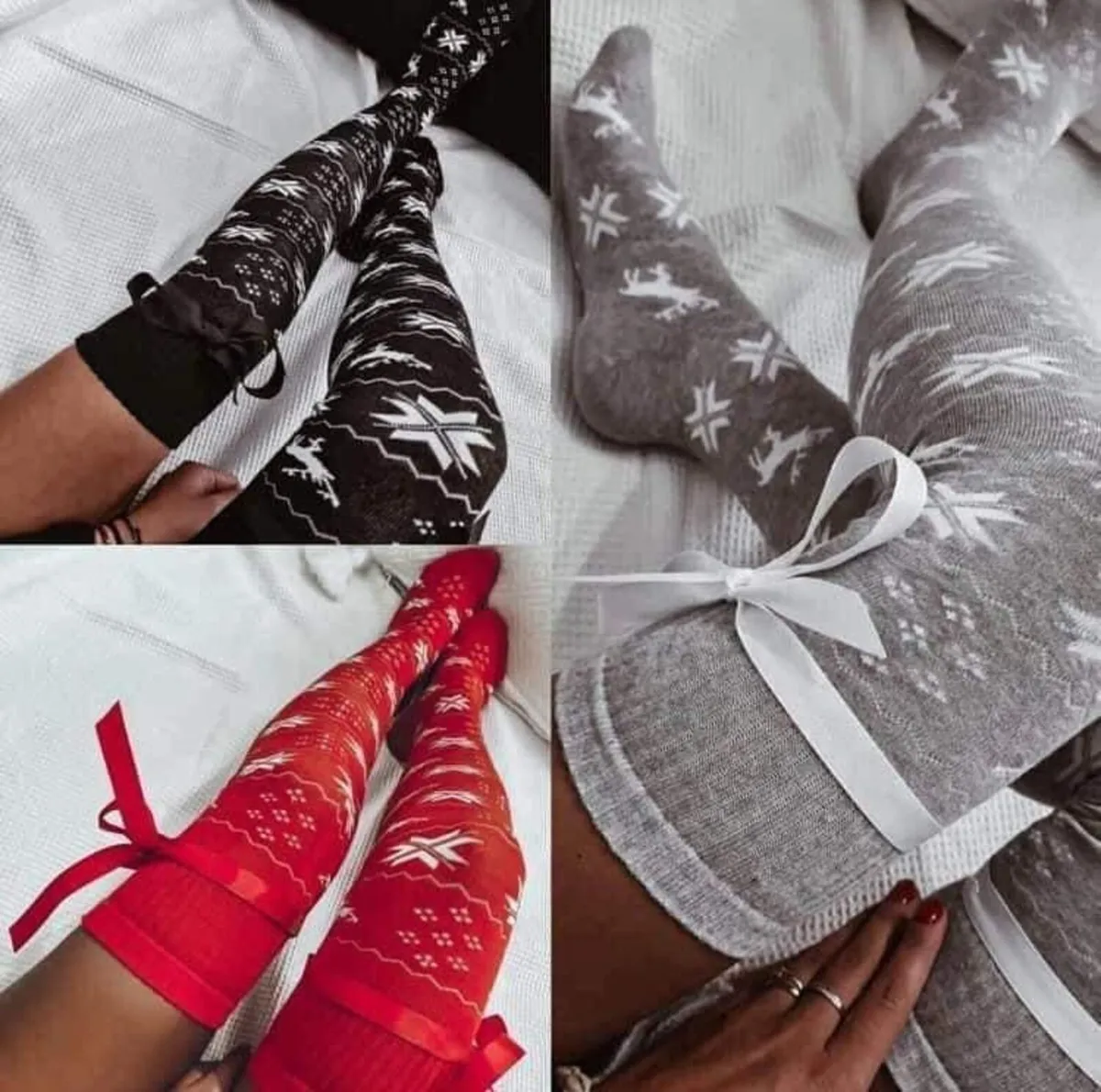 CHRISTMAS white Knee Highs socks - Image 1