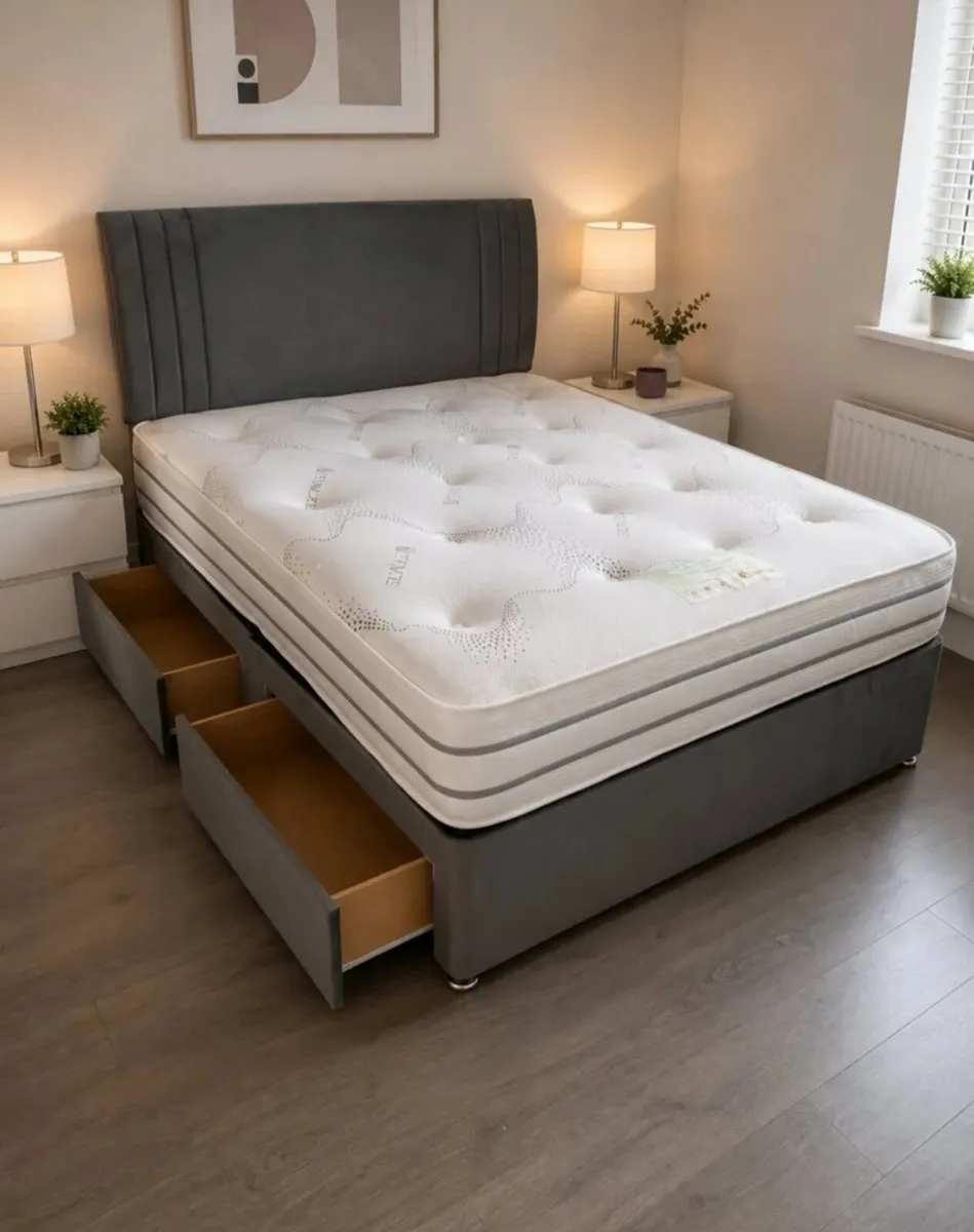 Divan Double & King Size Bed Frame With Mattress - Image 1