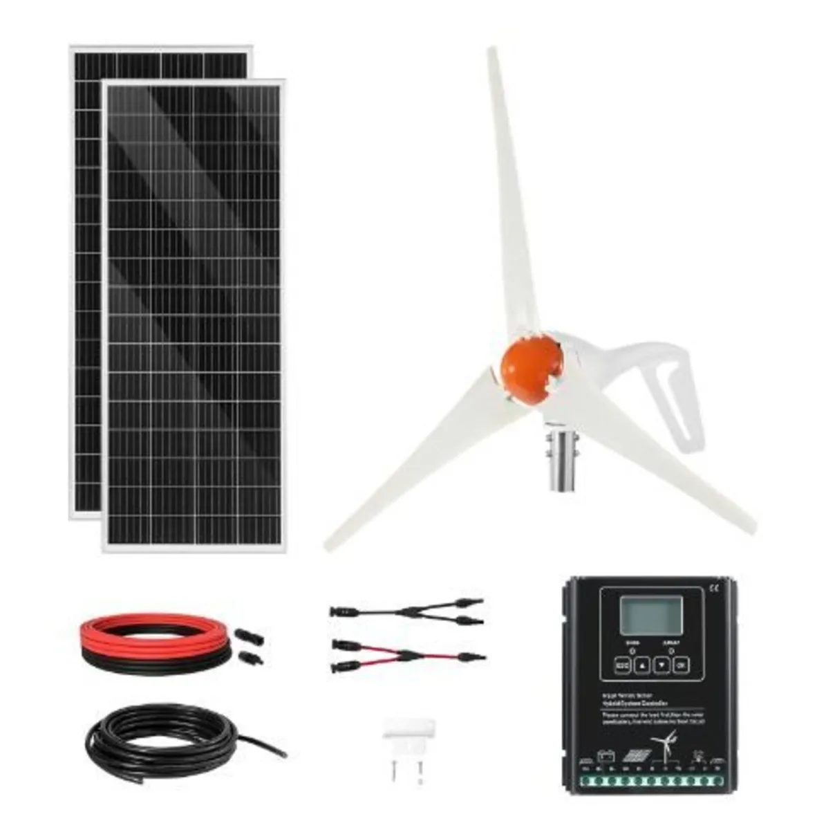 12V 400W Solar Wind Power Kit, 2PCS 100W - Image 1