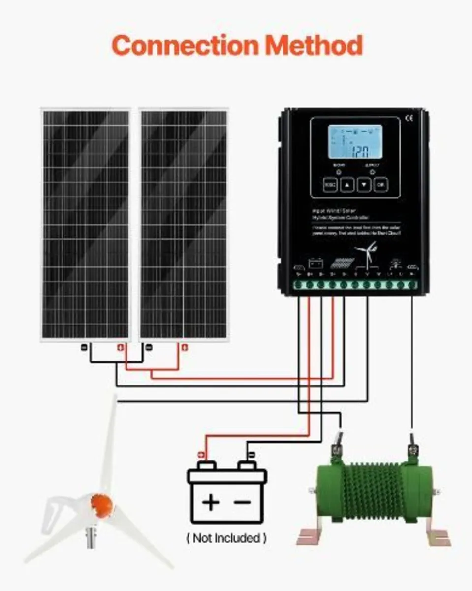 12V 400W Solar Wind Power Kit, 2PCS 100W - Image 4