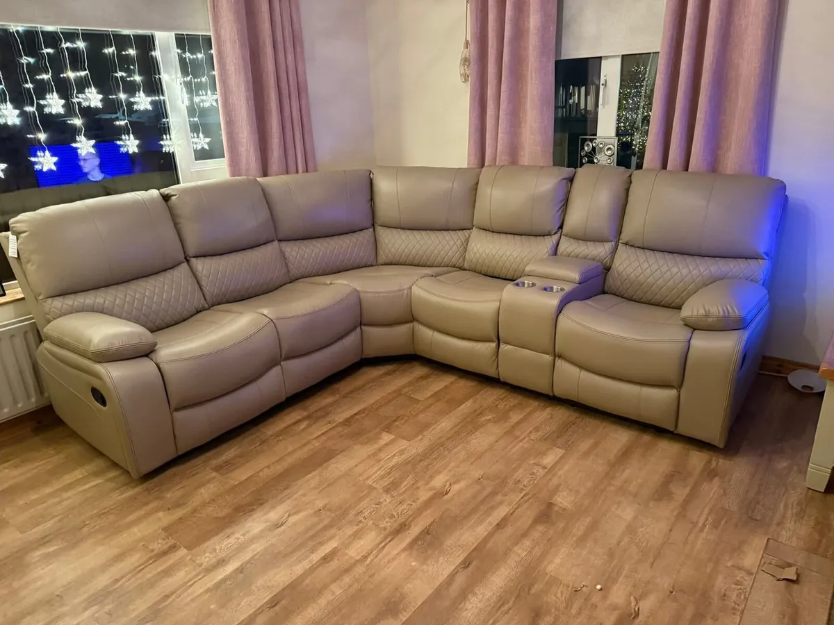 Rita Corner True Beige Leather Recliner Sofa - Image 3