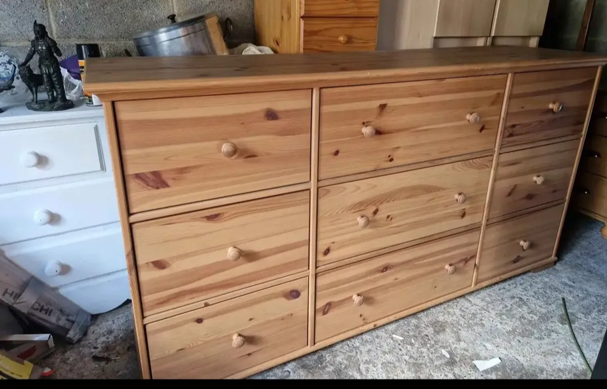 Large solid pine chest of drawers - Image 1