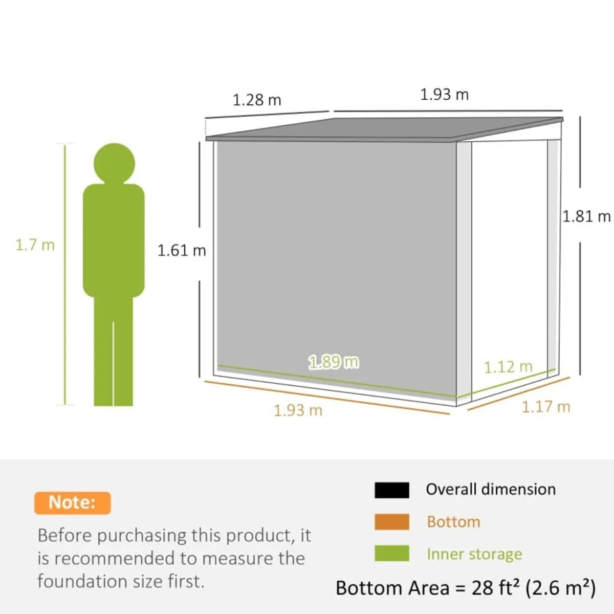 4 x 6ft Lean to Garden Metal Shed, Outdoor Storage - Image 2