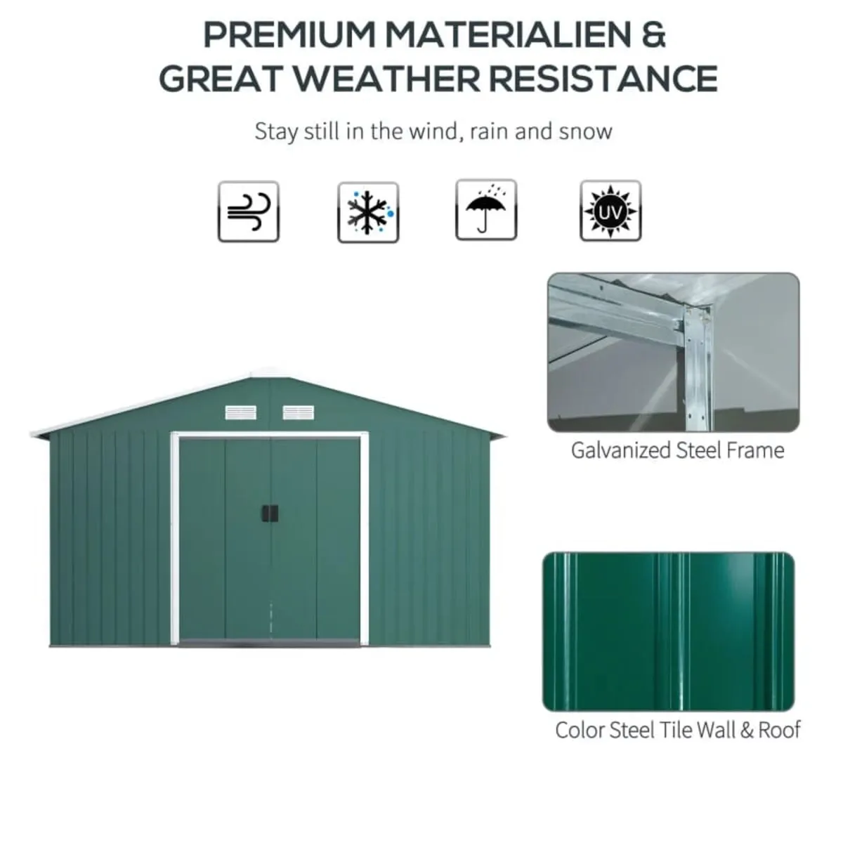 Garden Shed Storage 12ft x 11ft Large Steel Metal - Image 4