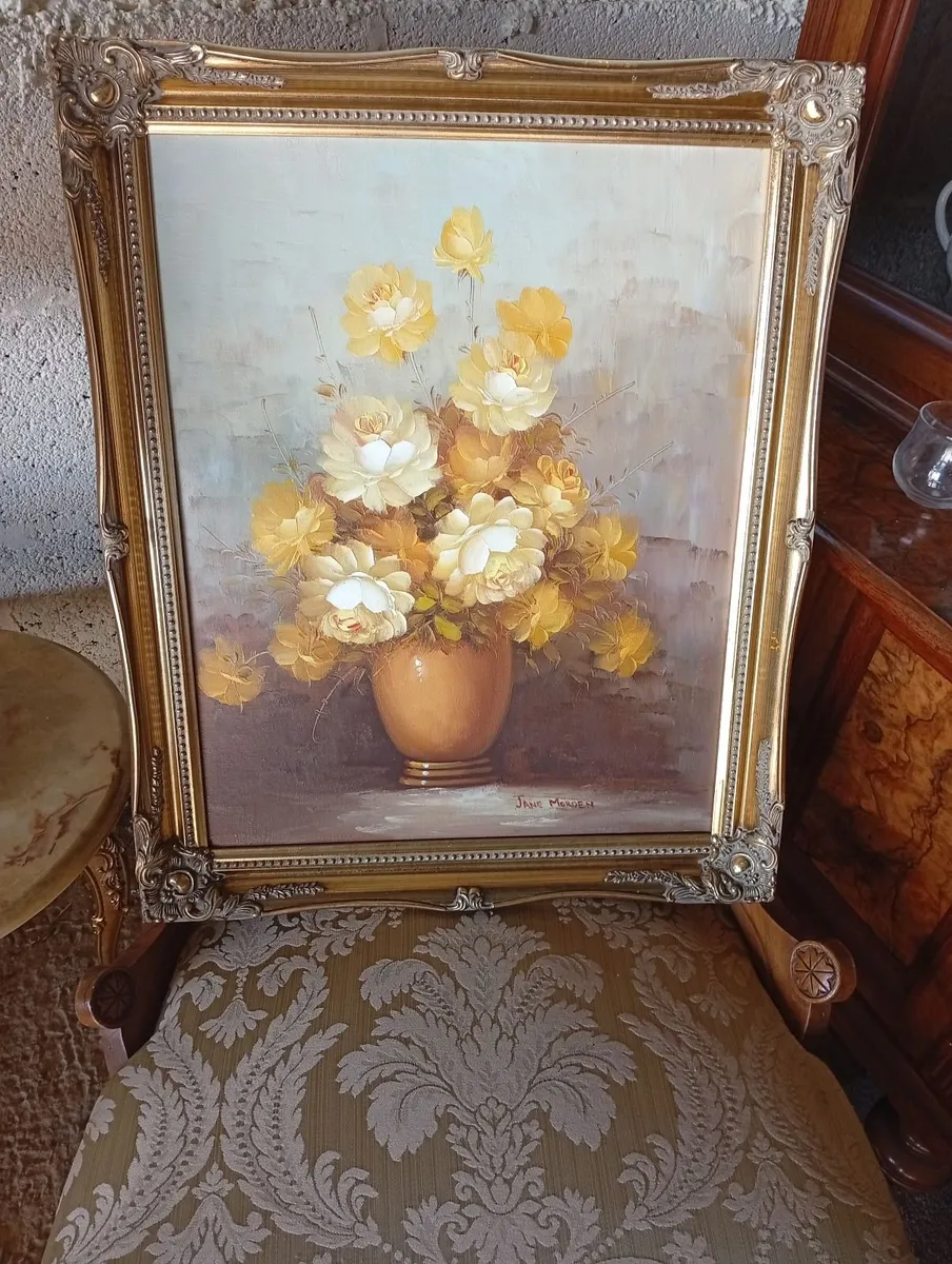 Antique oil painting signed - Image 1