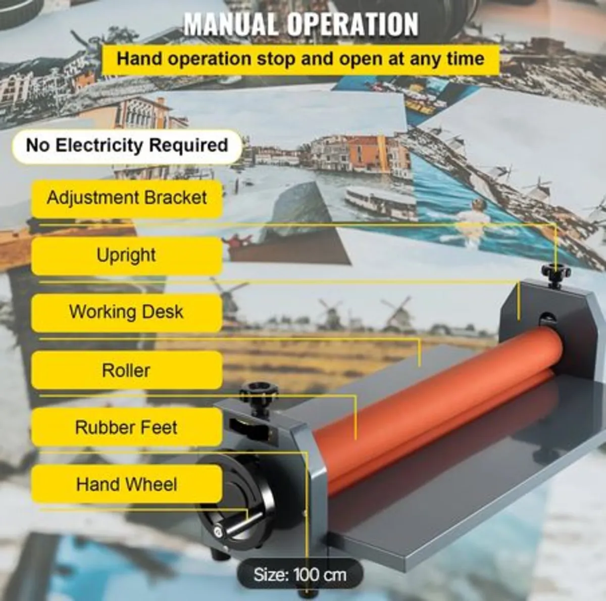 39" 1000MM Manual Cold Roll Laminator Vinyl Photo - Image 2