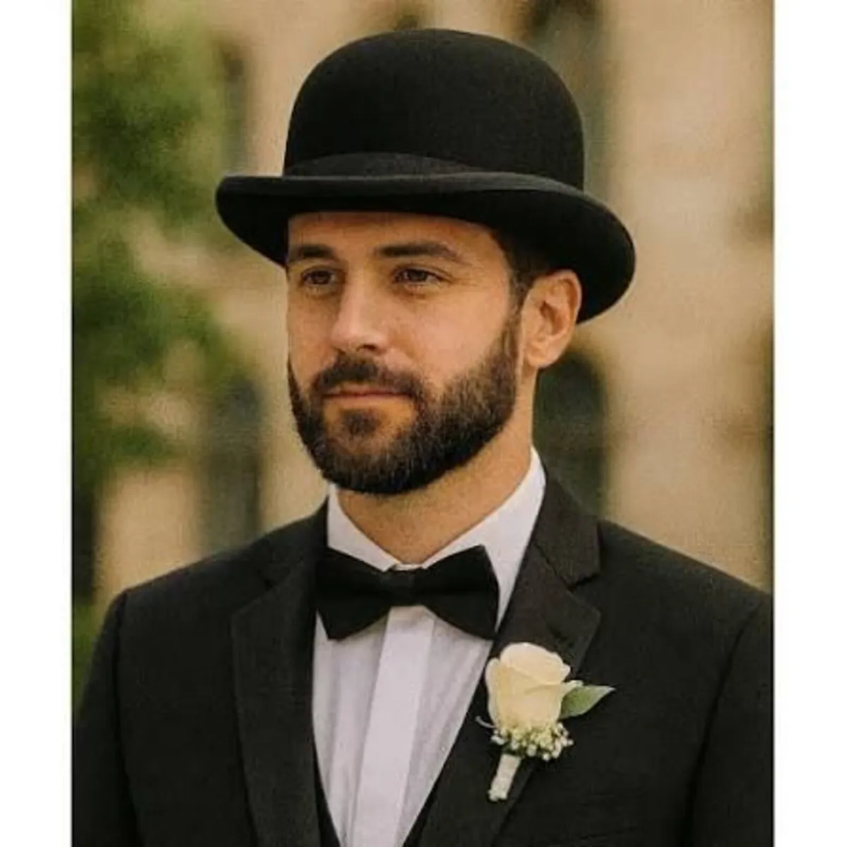 Genuine Vintage Black Bowler Hat For Wedding Suit - Image 1