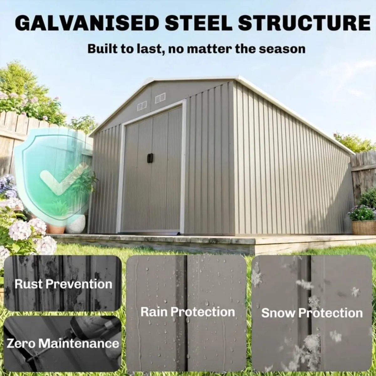 13 x 11ft Large Metal Storage Shed Sliding Doors - - Image 3