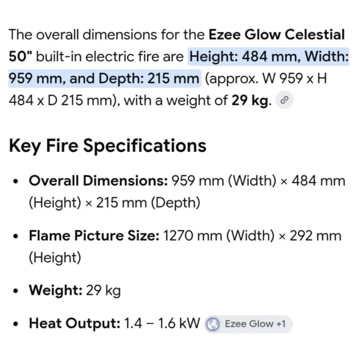 Ezee glow celestial 50" electric fire place - Image 2