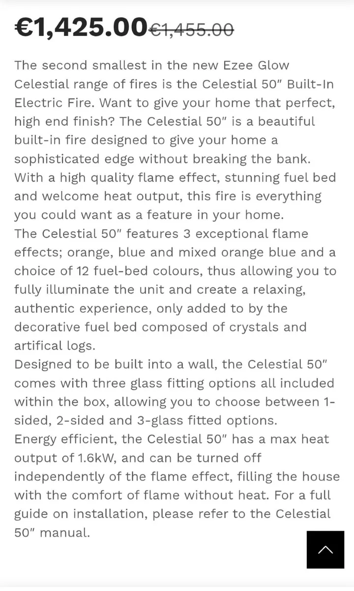 Ezee glow celestial 50" electric fire place - Image 3