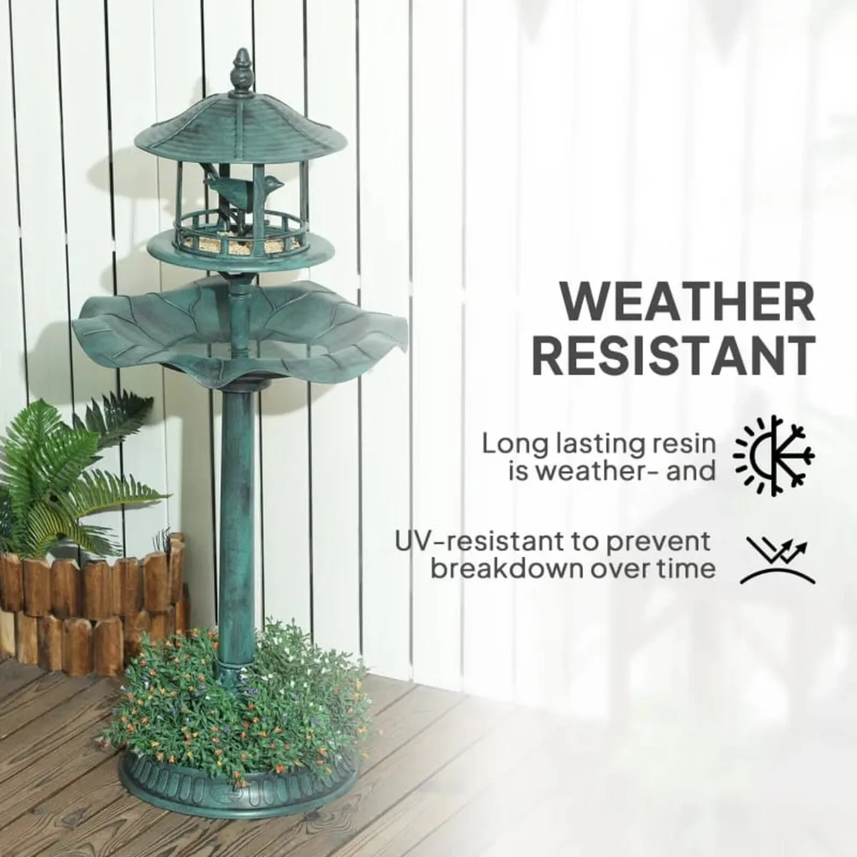 3-in-1 Garden Bird Bath, Freestanding Birdbath wit - Image 4