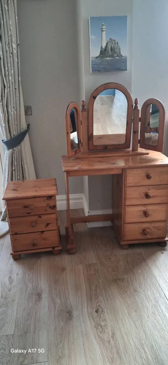 Pine Dressing Table with miirror and Locker - Image 4