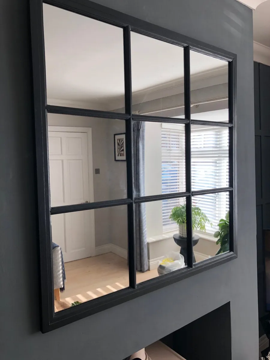 Black windowpane mirror - Image 1