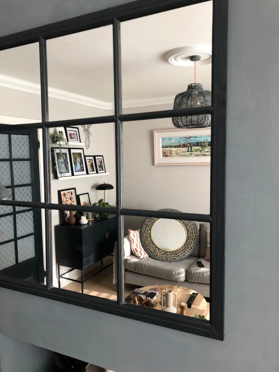 Black windowpane mirror - Image 2
