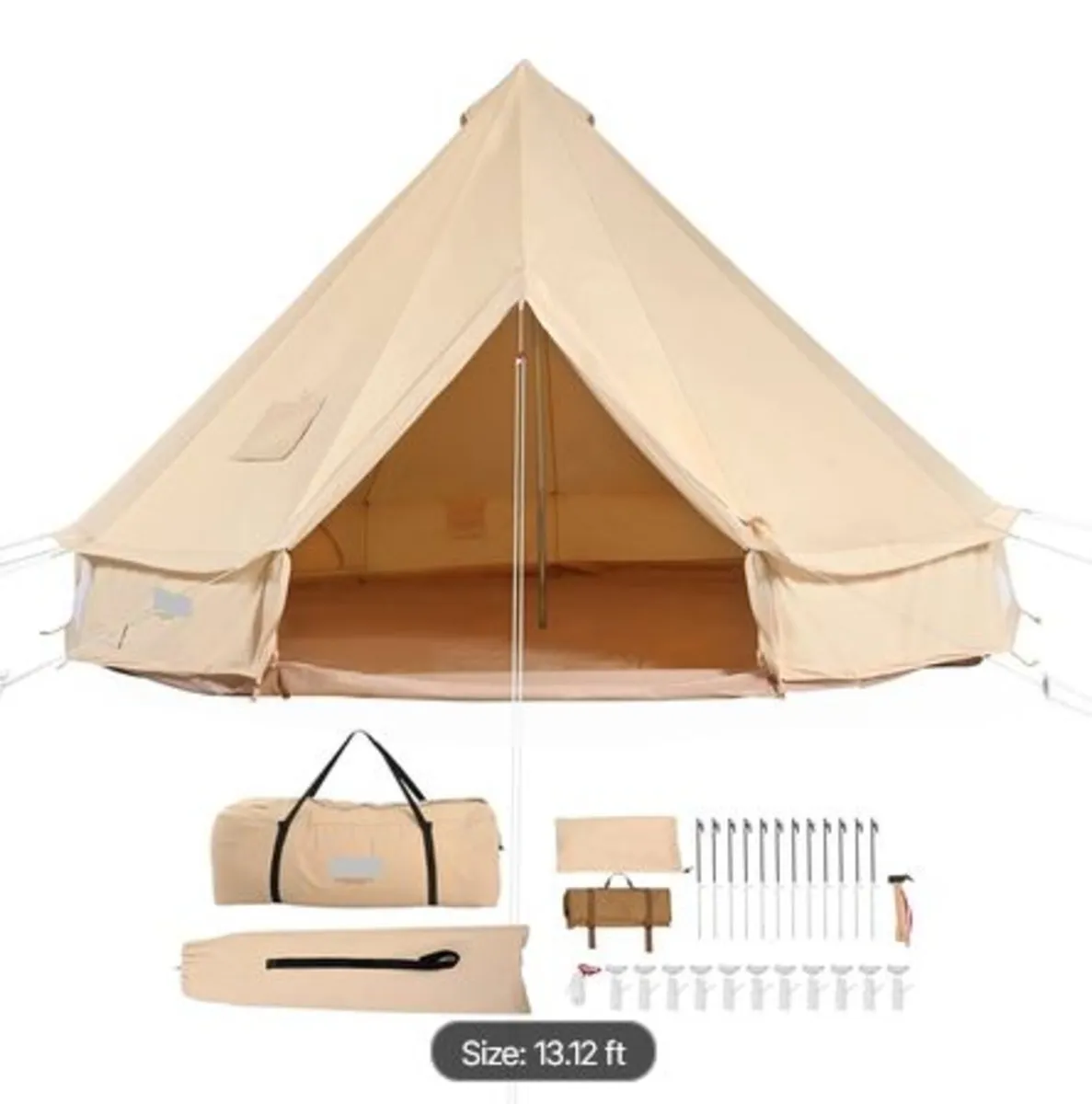 Canvas Bell Tent,4 Seasons 4 m/13.12 ft Yurt Tent - Image 1