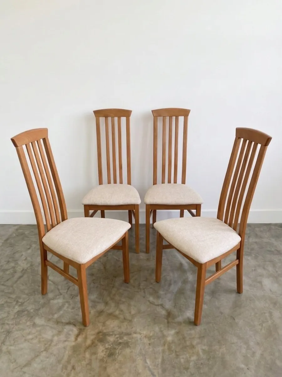 4 Vintage Teak Mid Century Dining Chairs - Image 1