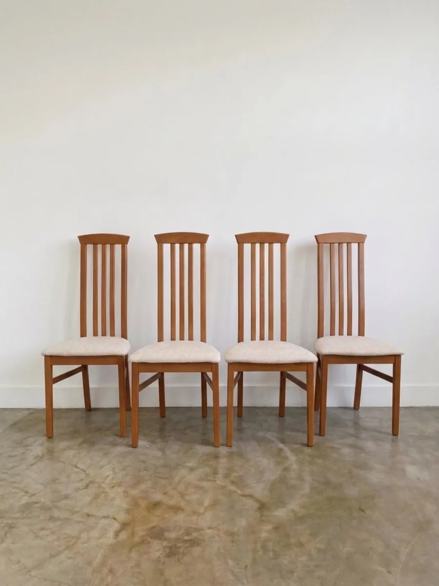 4 Vintage Teak Mid Century Dining Chairs - Image 2