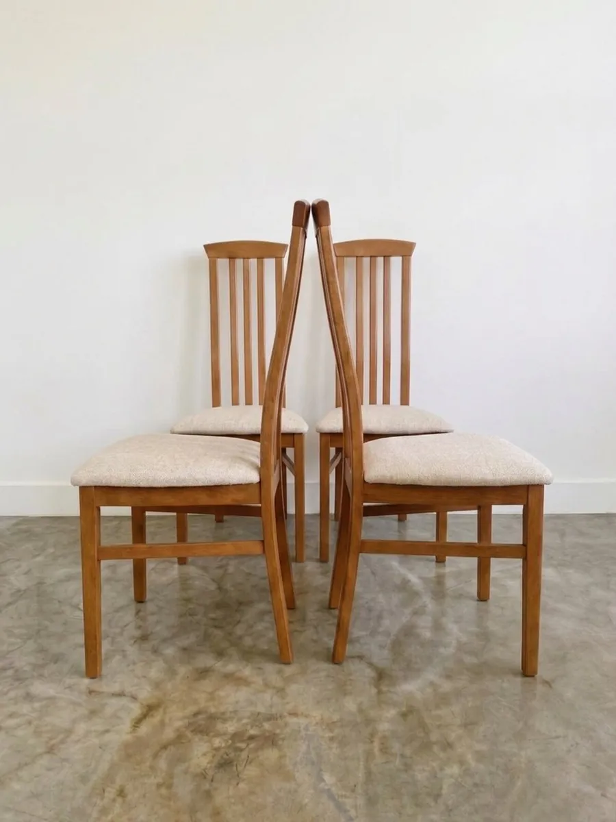 4 Vintage Teak Mid Century Dining Chairs - Image 3