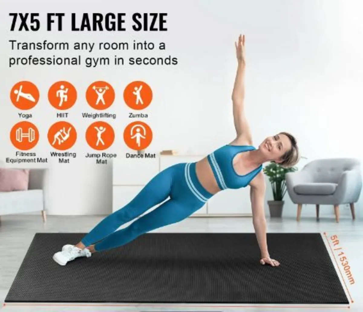Exercise Mat, Non Slip High Density Premium - Image 2