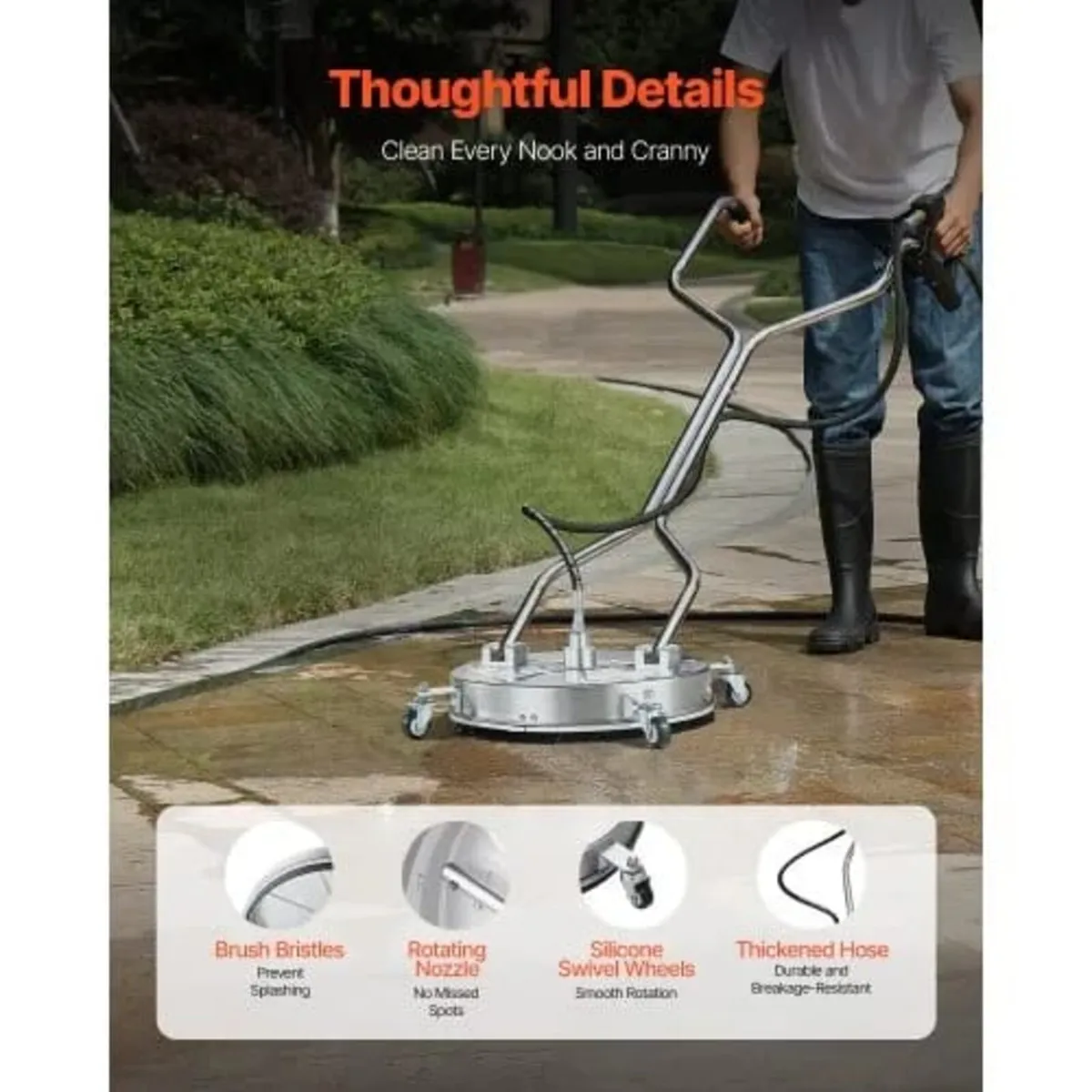 18" Pressure Washer Surface Cleaner, Stainless Ste - Image 3