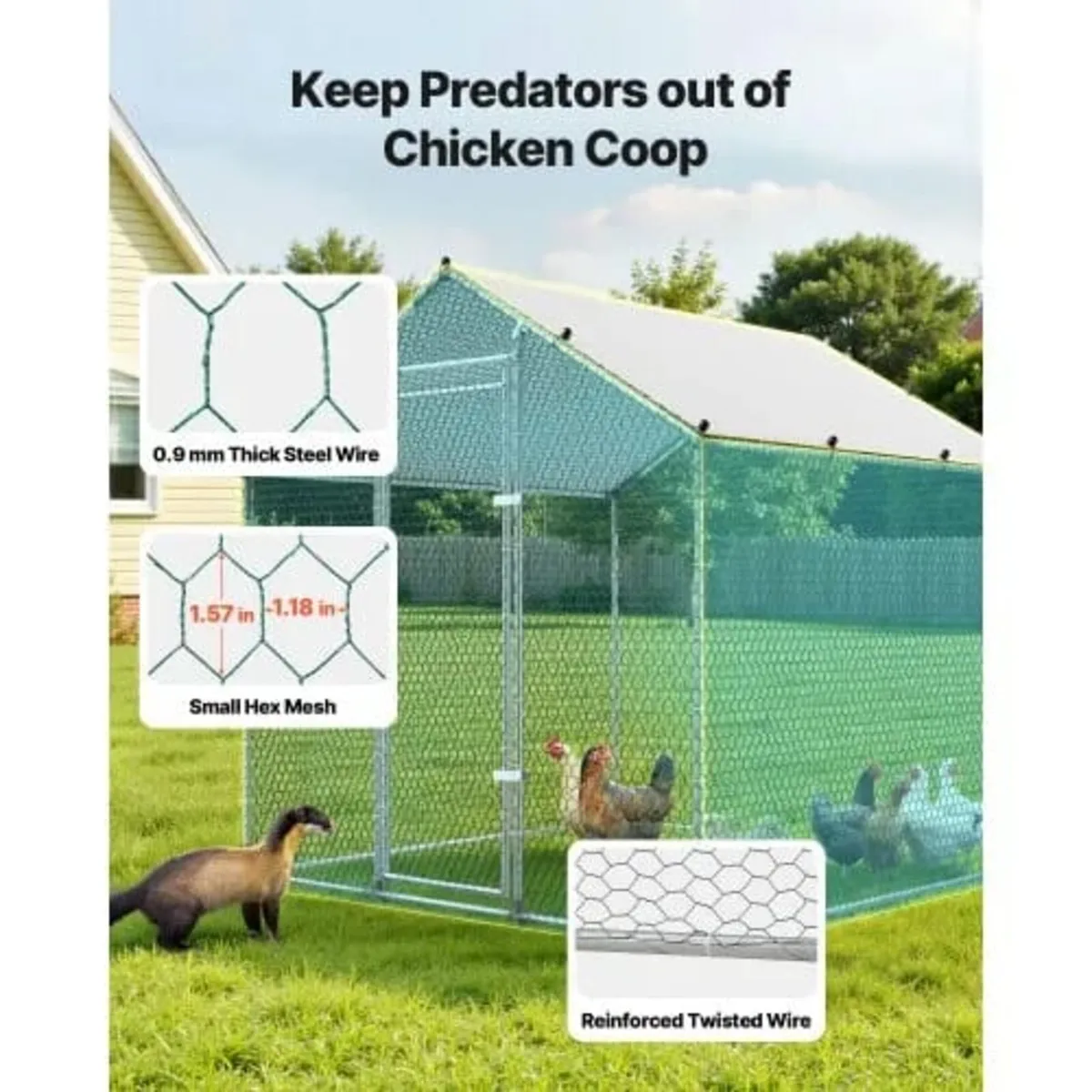 Large Metal Chicken Coop 2 x 2 x 2 m Walk-in Chick - Image 4