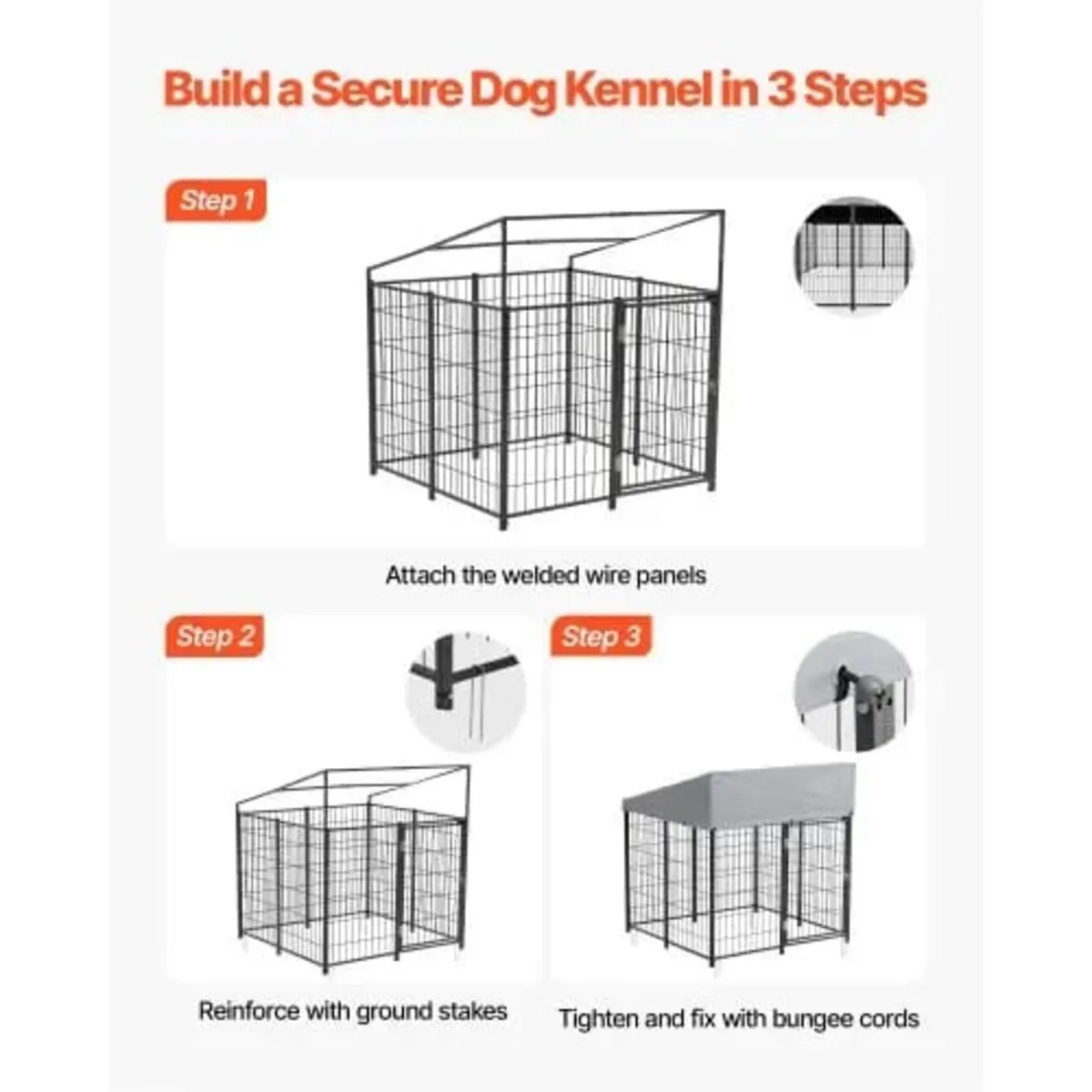Outdoor Dog Kennel, 1.12 x 1.15 x 1.25 m Large Dog - Image 3