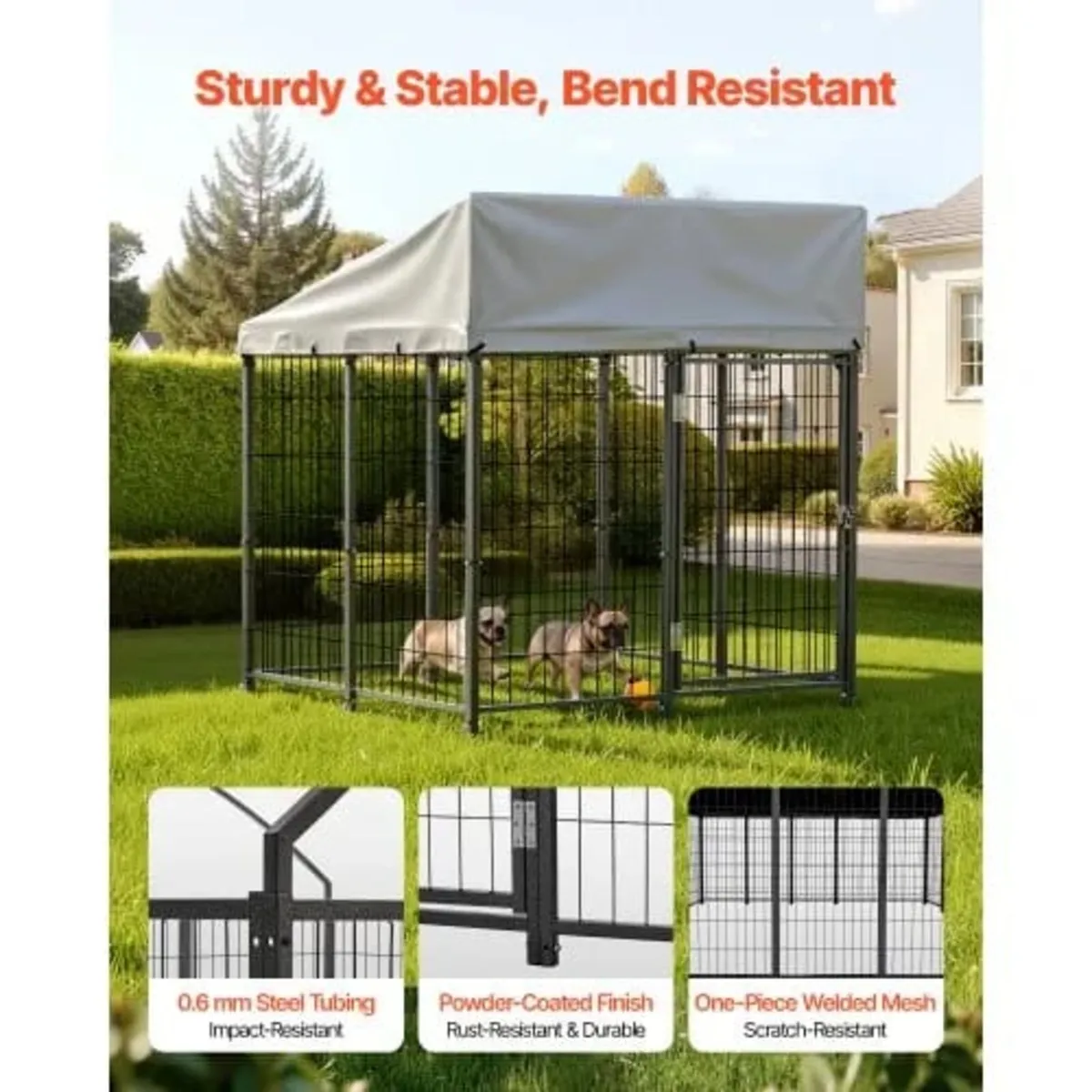 Outdoor Dog Kennel, 1.12 x 1.15 x 1.25 m Large Dog - Image 4
