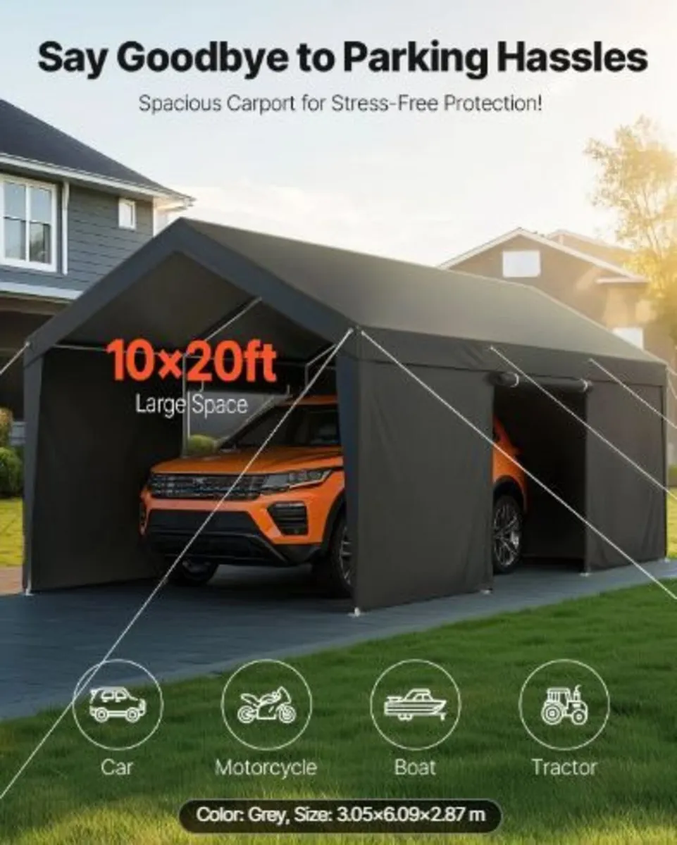 Carport, 10 x 20 FT Outdoor Car Canopy - Image 1