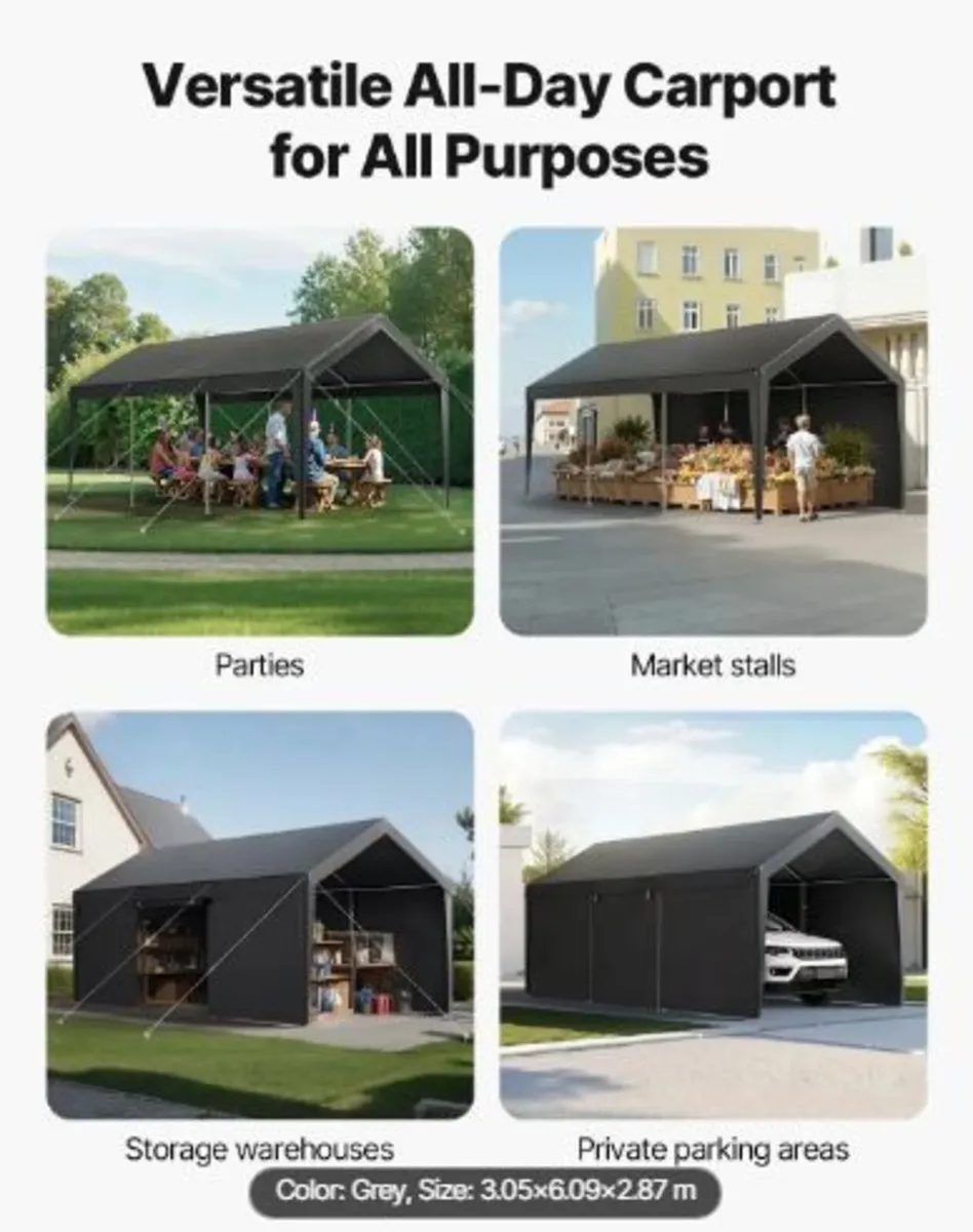 Carport, 10 x 20 FT Outdoor Car Canopy - Image 3