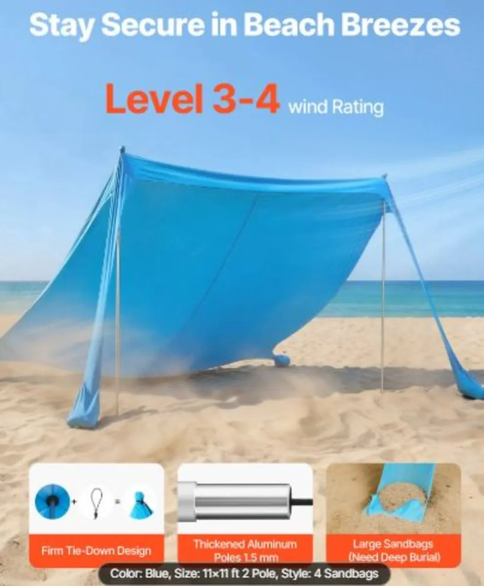 Beach Tent Sun Shelter, UPF50+ Sun Protection, - Image 2