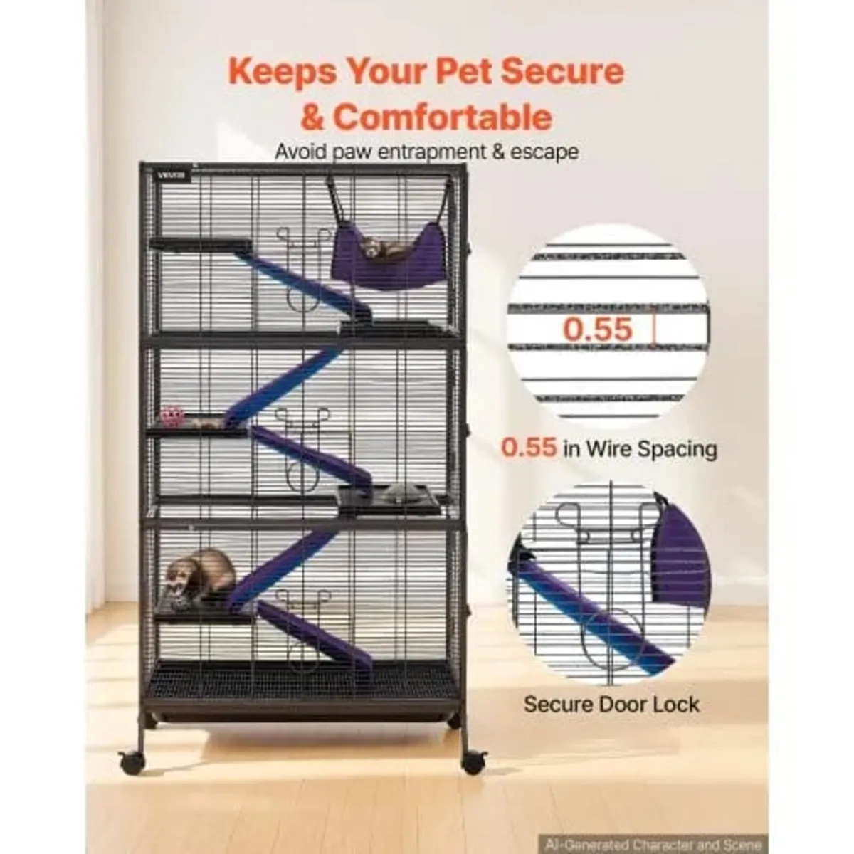 Metal Small Animal Cage 149 cm 6-Tier Rolling Ferr for sale in Kildare ...